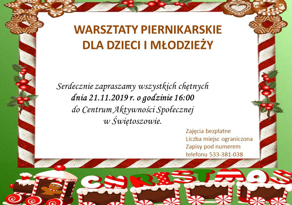 Warsztaty Piernikarskie dla dzieci i młodzieży