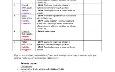 Wakacyjny plan pracy